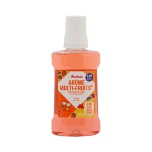 PRODUCTO ALCAMPO Enjuague bucal infantil (a paritr de 6 años) de uso diario y con sabor a multi-frutas 250 ml.