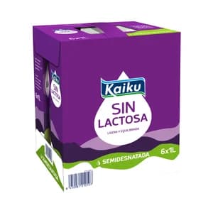 KAIKU Leche semidesnatada de vaca, sin lactosa 6 x 1l.