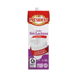PRESIDENT Leche de vaca entera y sin lactosa de origen 100% española 1 l.