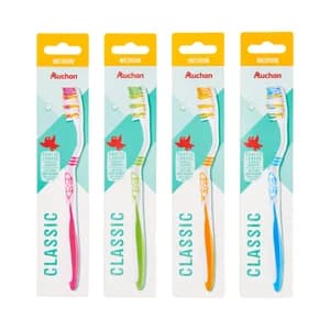 PRODUCTO ALCAMPO Cepillo dental clásico, con cabezal ovalado y filamentos de dureza media.