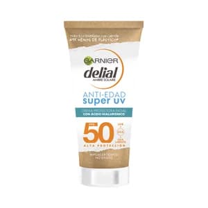 DELIAL Protector solar facial anti-edad con ácido Hialurónico y FPS 50 (muy ato) 50 ml.