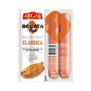 ARGAL Salchichas cocidas y ahumadas de cerdo y pavo, tipo Viena ARGAL Bocata club 230 g.