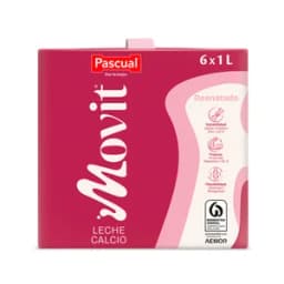 PASCUAL Movit Leche desnatada de vaca, con calcio y con alto contenido en vitamina D 6 x 1 l.