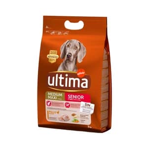 ULTIMA Comida para perro adultos de más de 7 años a base de croquetas de pollo y arroz Affinity 3 kg.