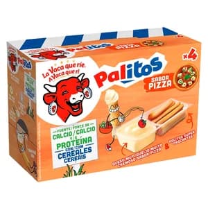 LA VACA QUE RÍE Queso fundido sabor pizza con bastoncitos de pan pack 4 uds. 140 g.