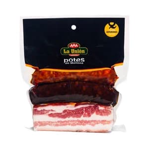 LA UNIÓN Compango asturiano compuesto por chorizo extra, morcilla asturiana y panceta), elaborados sin gluten LA UNIÓN 450 g.