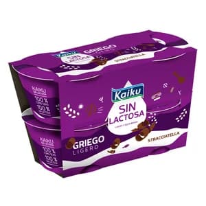 KAIKU Yogur griego ligero con stracciatella y sin lactosa 4 x 90 g.