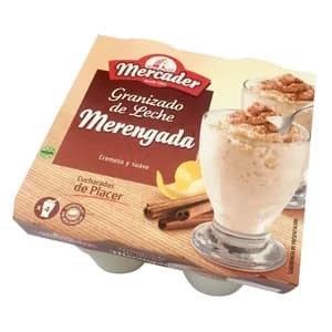 MERCADER Granizado de leche merengada, elaborada sin gluten 4 x 190 ml.