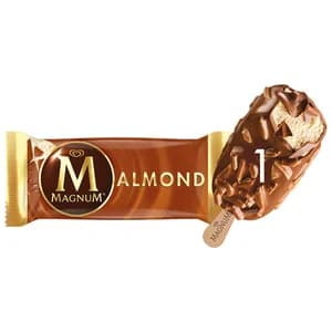 MAGNUM Helado de vainilla recubierto de chocolate con leche y almendras 120 ml.