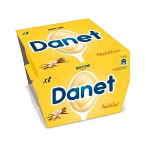 DANET Natillas de vainilla elaboradas sin gluten DANET de Danone 8 x 120 g.