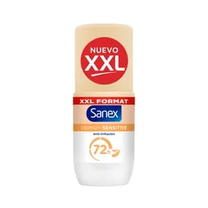 SANEX Dermo+ sensitive Desodorante roll on para mujer, antitranspirante hasta 72 horas 90 ml.