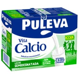 PULEVA Leche semidesnatada de vaca con un 50% más de calcio natural Vita calcio 6 x 1 l.