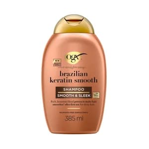 OGX Champú alisador con proteínas keratina, para cabellos gruesos o encrespados 385 ml.