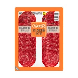 BOADAS Salchichón de categoria extra, sin gluten y cortado en lonchas 2 x 40 g.