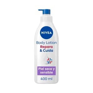NIVEA Repara & cuida Crema corporal (Body milk) sin perfume, para piel seca y sensible 400 ml.