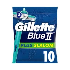 GILLETTE Maquinilla de afeitar desechable, con cabezal pivotante de doble hoja GILLETTE Blue II plus slalom 10 uds