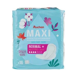 PRODUCTO ALCAMPO Compresas regular maxi con alas, en bolsitas individuales 16 uds.
