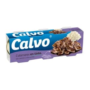 CALVO Calamares en su tinta en trozos pack de 3 latas de 48 g.