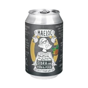 MAELOC Cider de manzana con piña y pera lata de 33 cl.