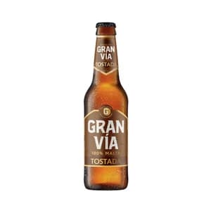GRAN VÍA Cerveza tostada 100% malta botella 33 cl