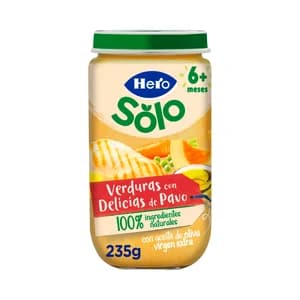 HERO Solo Tarrito de verduras con delicias de pavo (textura suave), a partir de 6 meses 235 g.