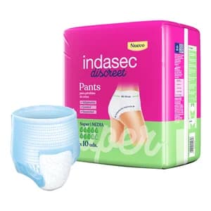 INDASEC Pants de incontinencia super, talla mediana, para perdidas de orina severas INDASEC Discreet 10 uds