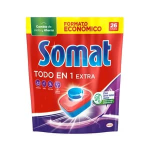 SOMAT Detergente lavavajillas a máquina SOMAT Tabs TodoEn1 26 dosis 457 gr.