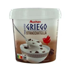 AUCHAN Yogur estilo griego, sabor stracciatella 1 kg. Producto Alcampo