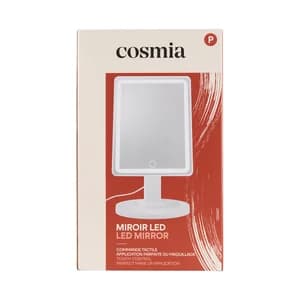 COSMIA Espejo cuadrado (16,5 x 21 cm) inclinable con luz led, ideal para maquillarse.