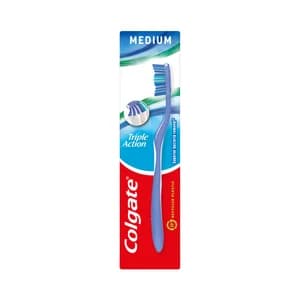 COLGATE Cepillo de dientes medio, que ayuda a eliminar manchas y bacterias bucales COLGATE Triple action.