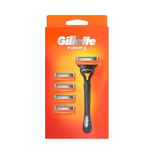GILLETTE Maquinilla de afeitar recargable con cabezal de cinco hojas + 4 recambios GILLETTE Fusion 5.