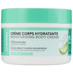 COSMIA Crema corporal hidratante con aloe vera y ácido hialurónico, para pieles secas 300 ml.