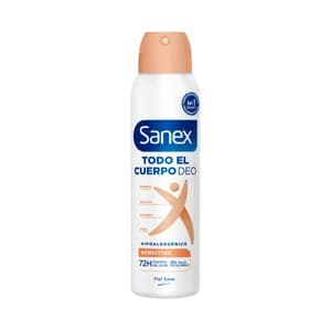 SANEX Sensitive Desodorante en spray unisex para todo el cuerpo (manos, axilas, zonas íntimas ...) 150 ml.