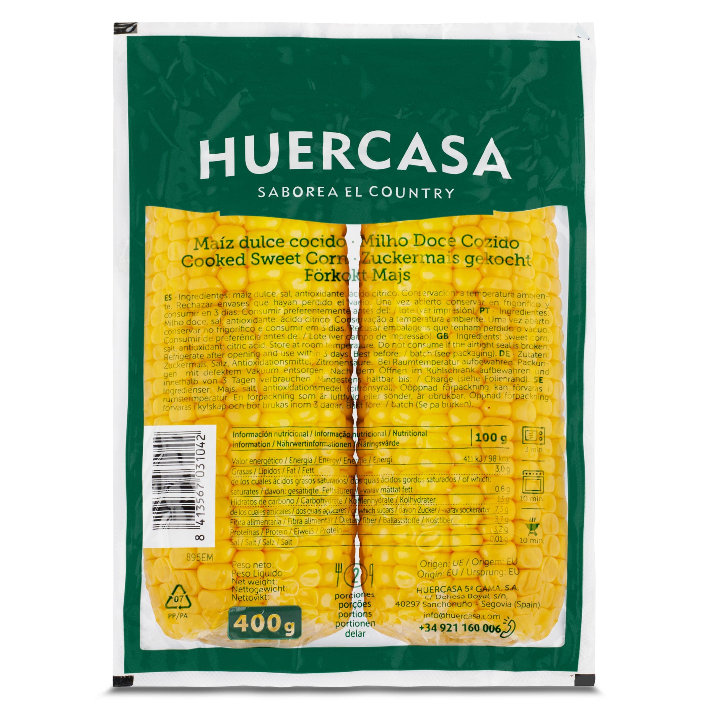 Mazorcas de maíz dulce cocidas 400 g