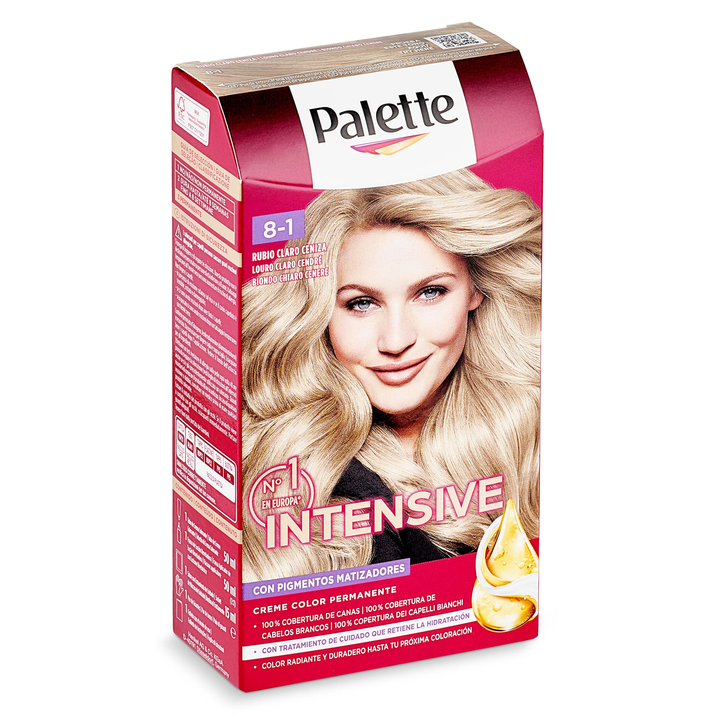 Tinte rubio claro ceniza N.º 8.1 Palette caja 1 unidad