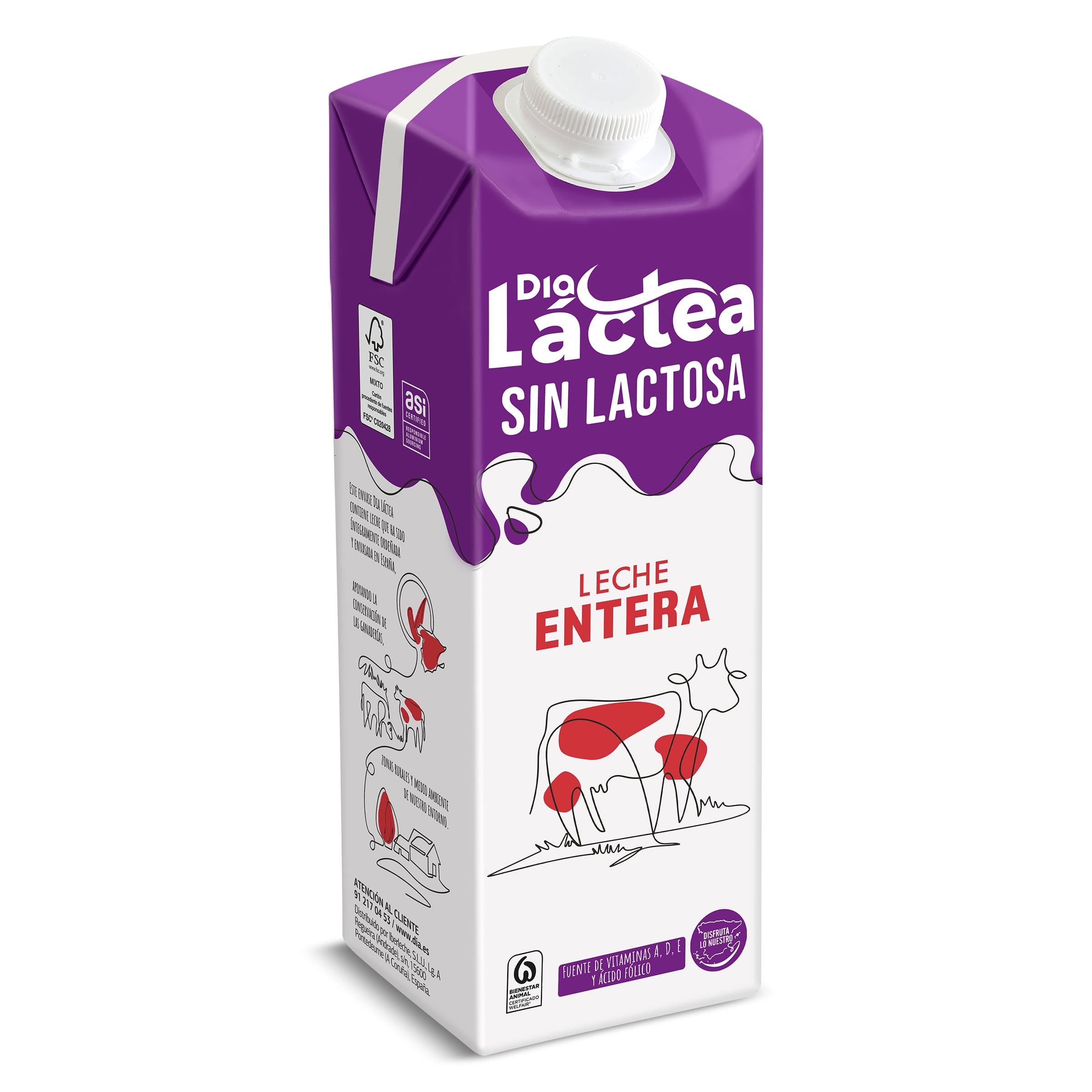 Leche entera sin lactosa Dia Láctea 1 L