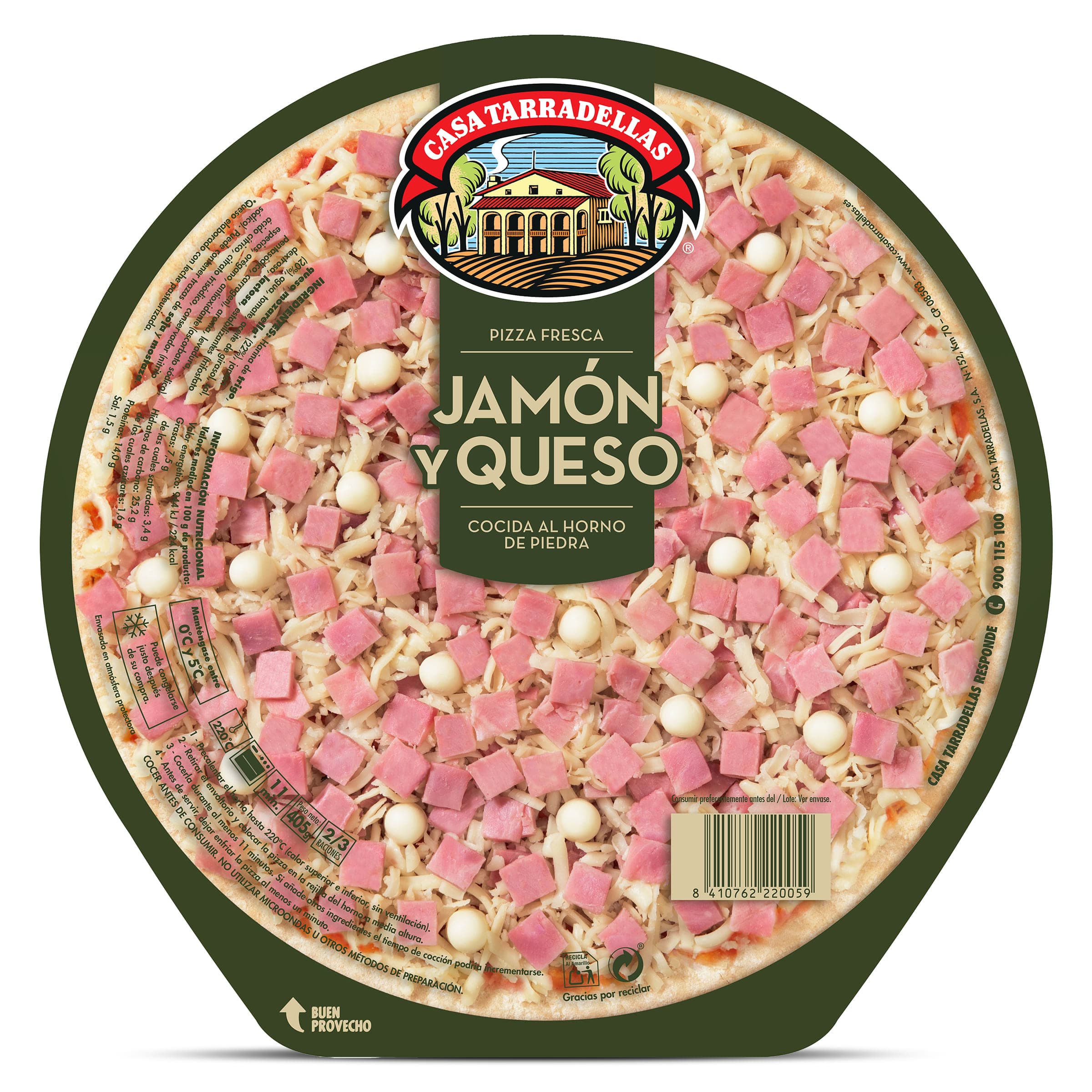 Pizza jamón y queso Casa Tarradellas 405 g
