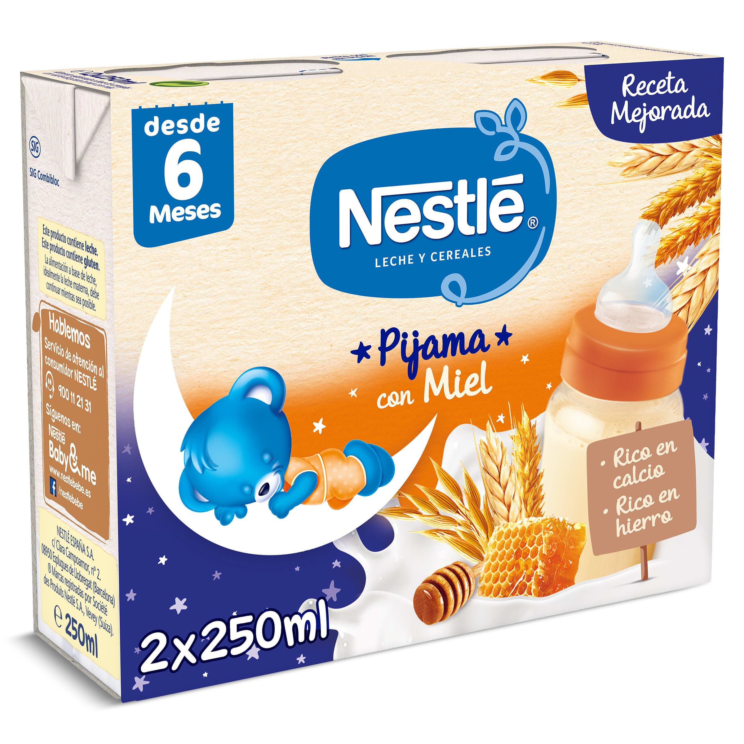 Papilla líquida 8 cereales con miel Nestlé caja 2 x 250 ml