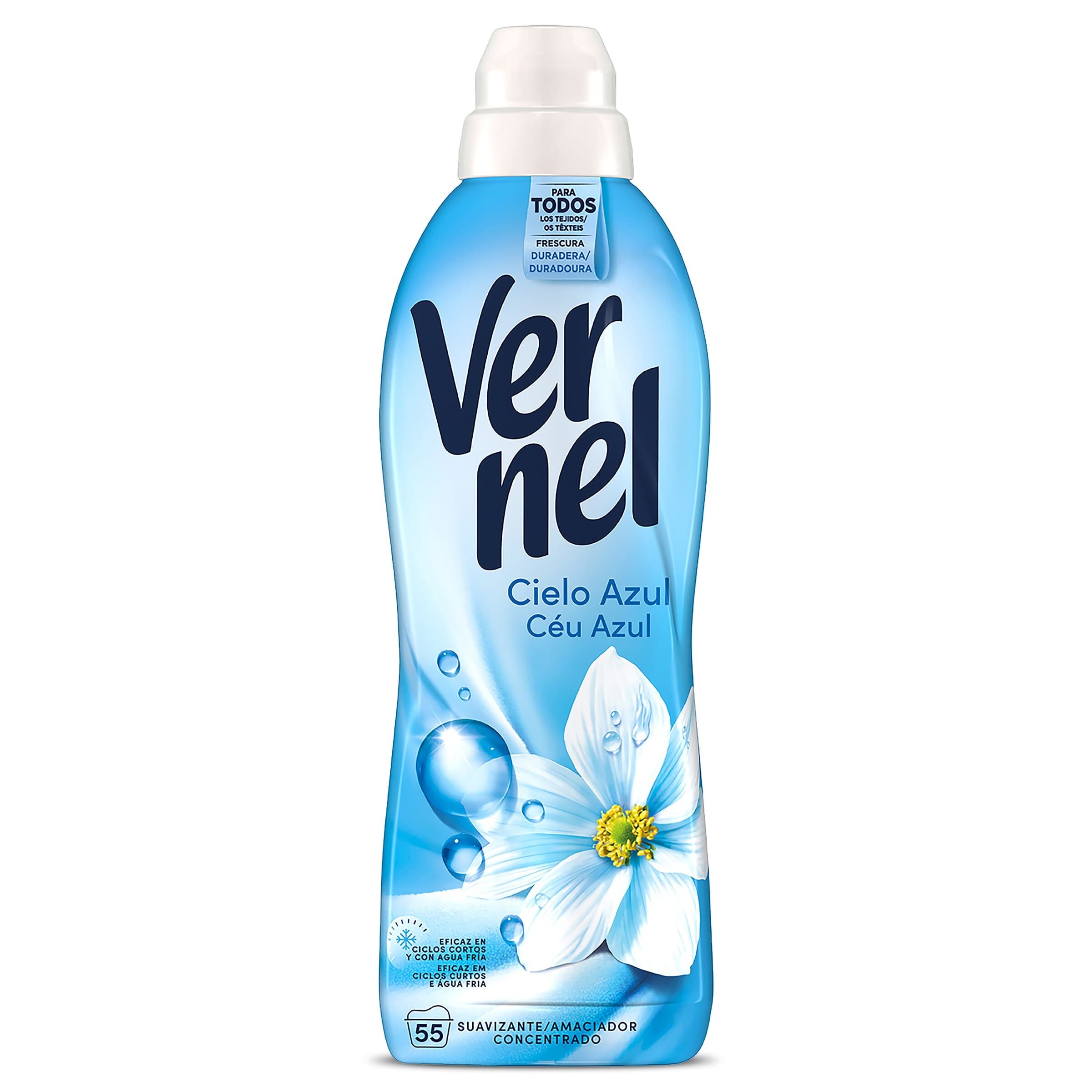 Suavizante concentrado cielo azul Vernel botella 55 lavados