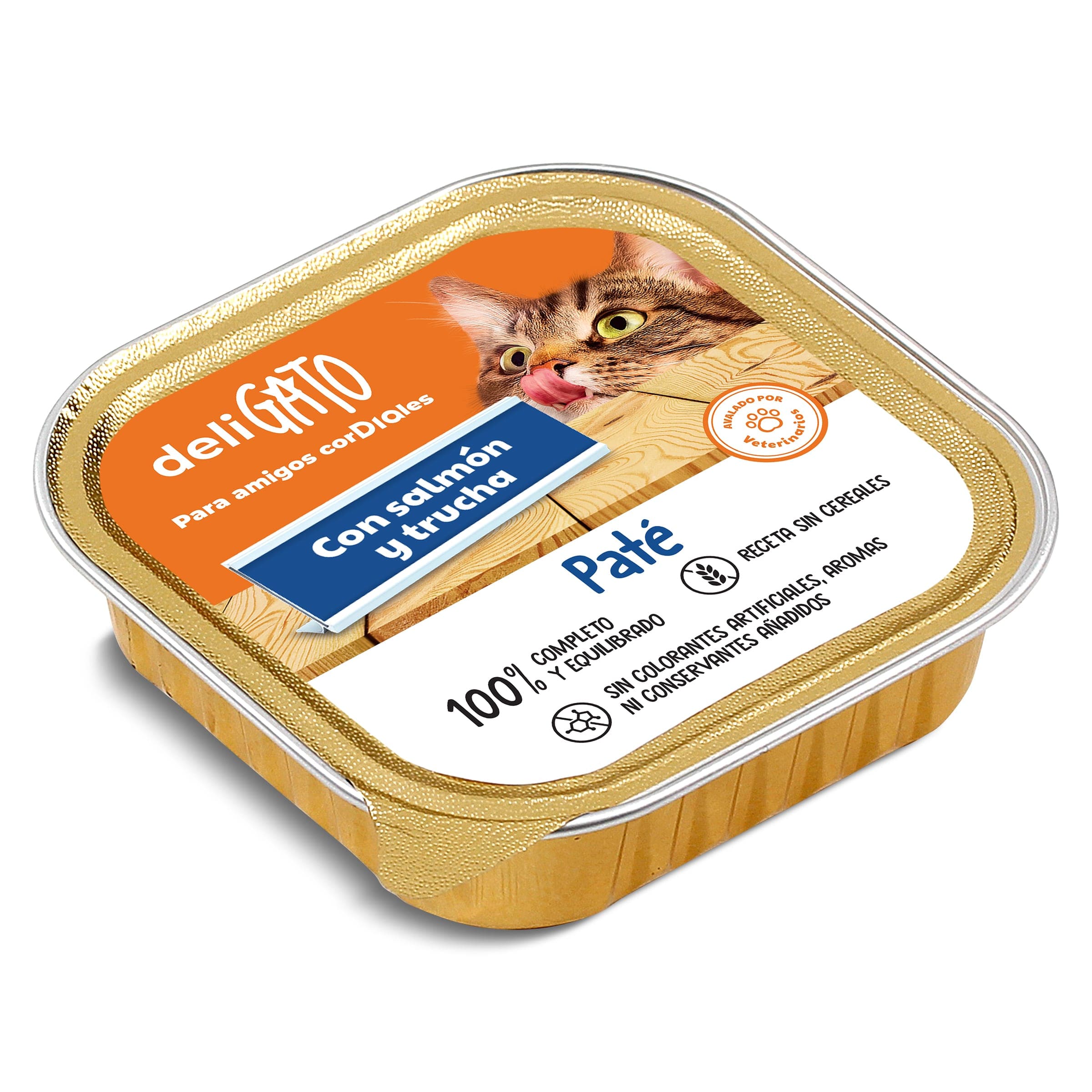 Paté para gato con salmón y trucha Deligato de Dia tarrina 100 g