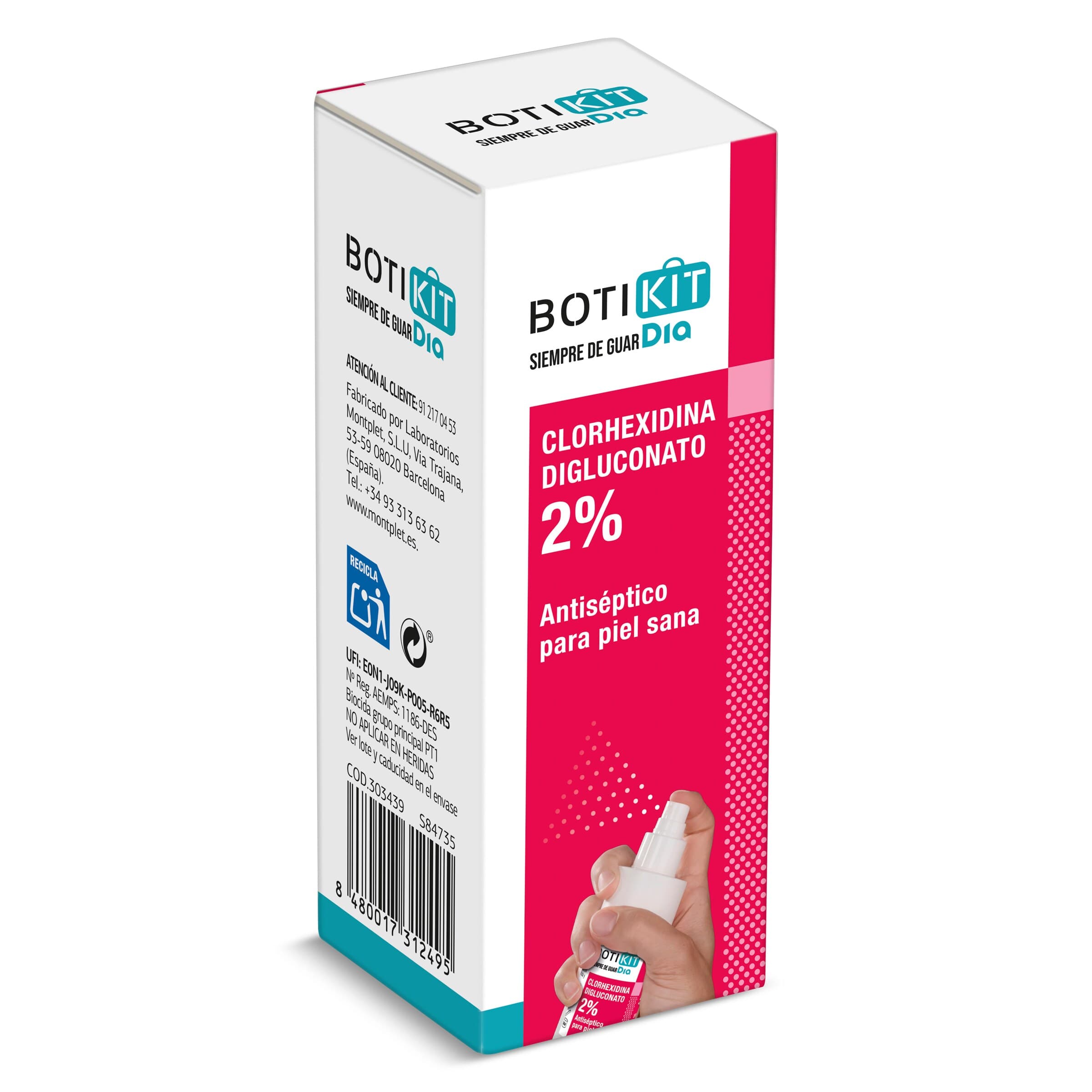 Clorhexidina 2% antiséptico para piel sana Botikit de Dia caja 50 ml