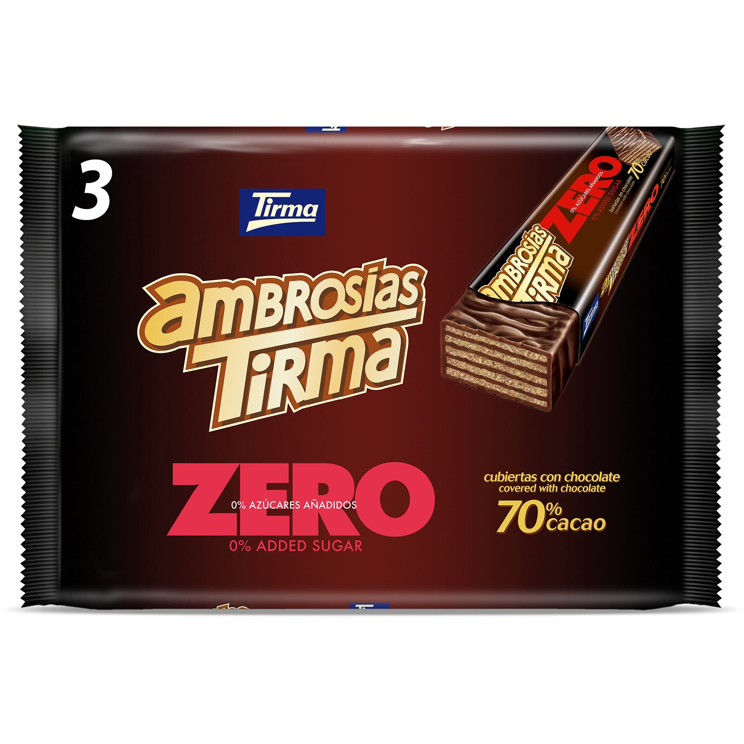 Barritas de barquillo de chocolate zero ambrosías Tirma bolsa 65 g