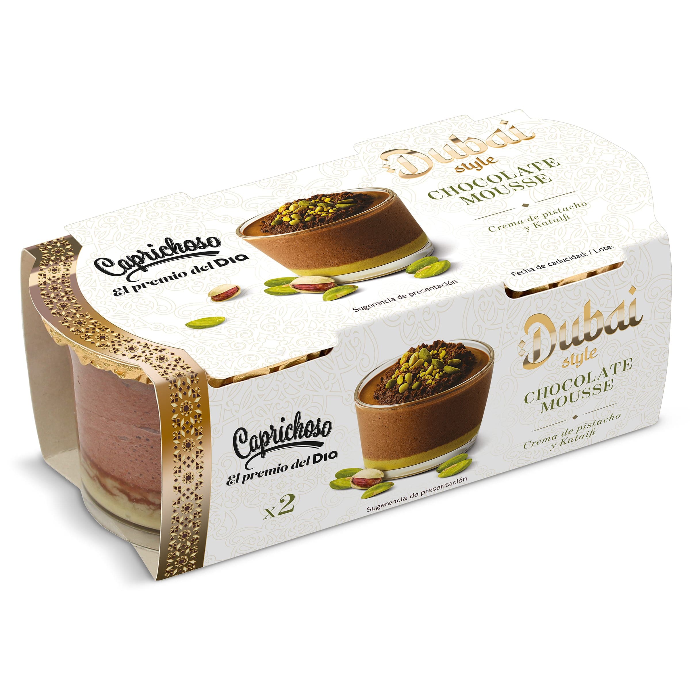 Mousse de chocolate con pistacho estilo Dubai Dia Caprichoso pack 2 x 70 g