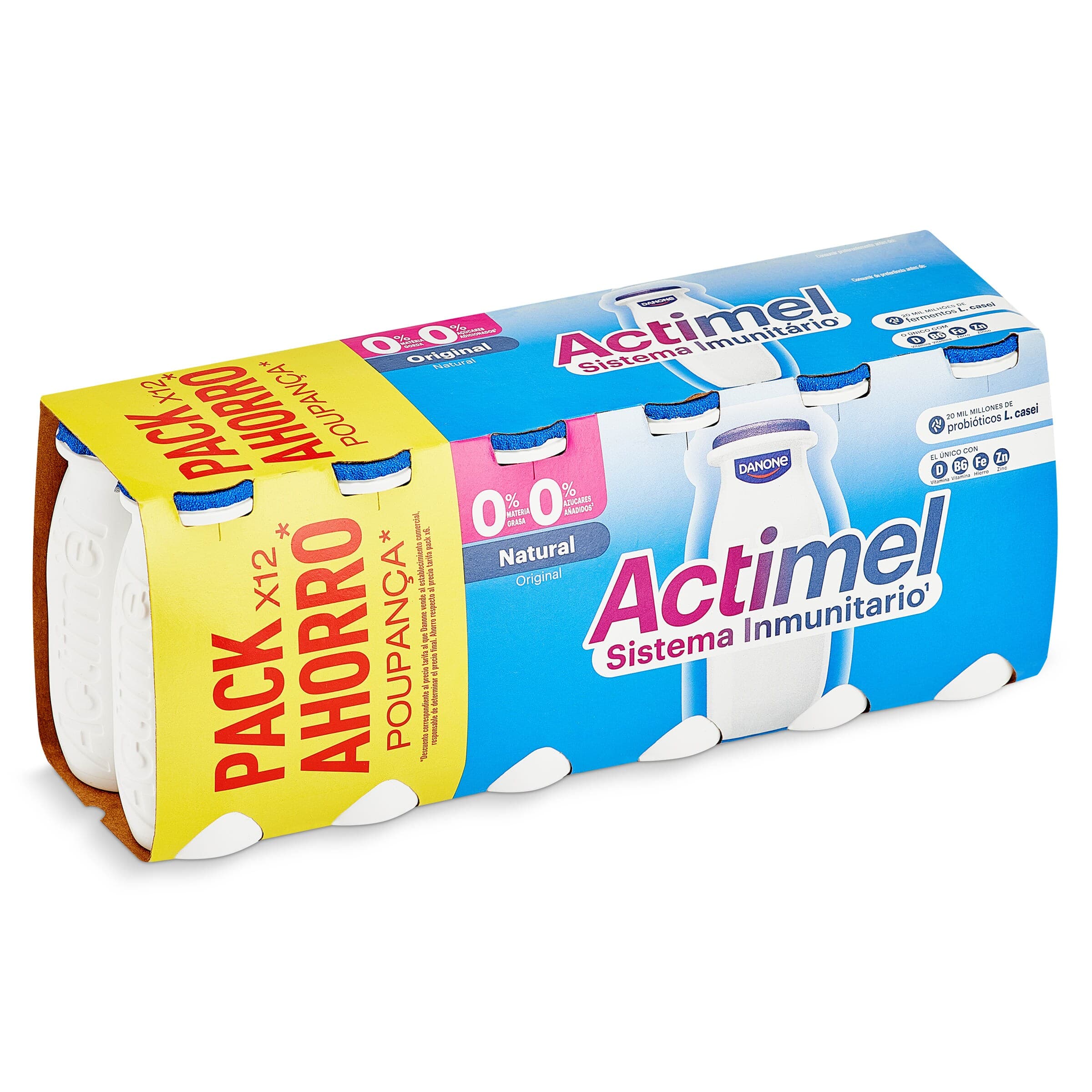 Yogur líquido natural Actimel pack 12 x 100 g