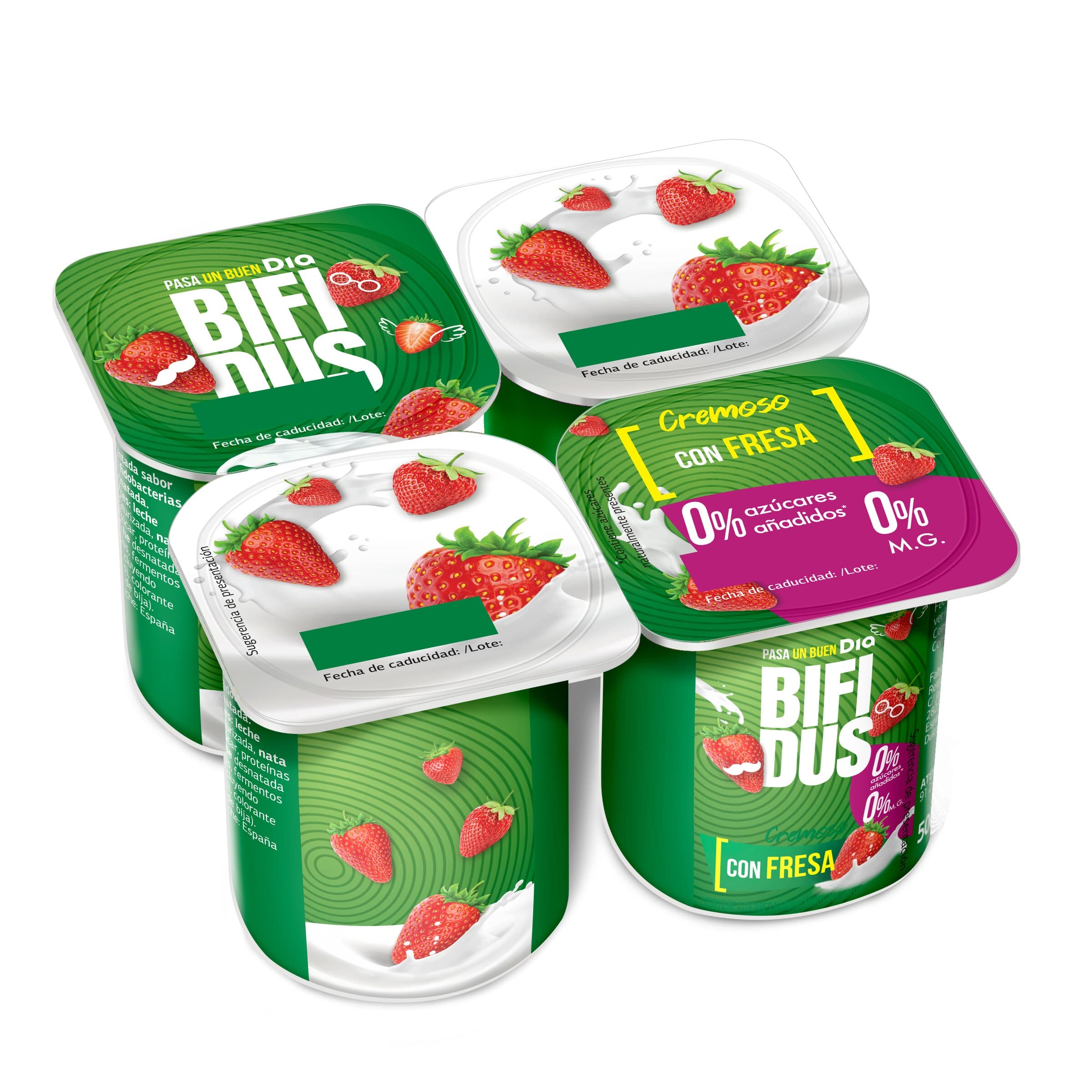 Bífidus con fresa doble 0% Dia pack 4 x 125 g