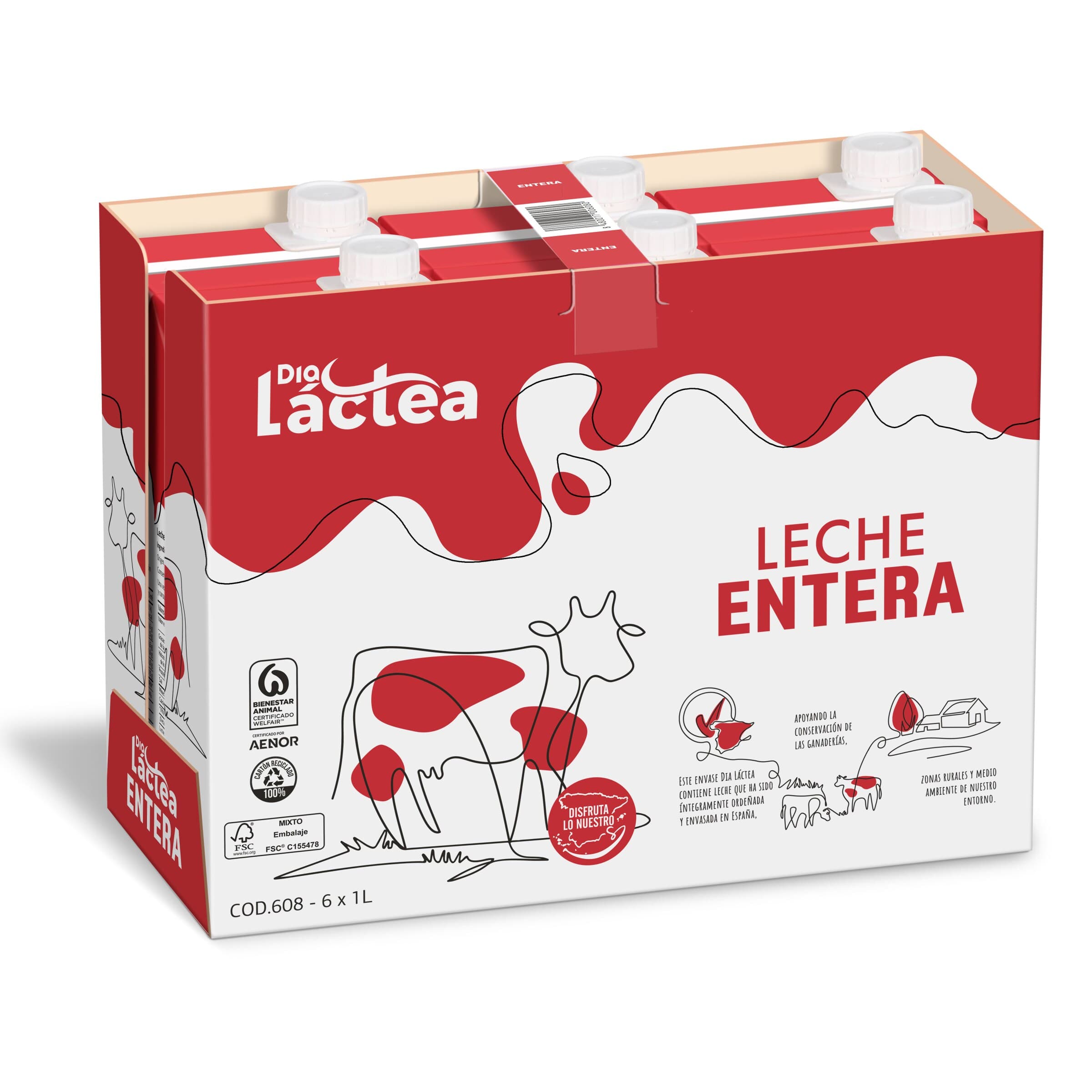 Leche entera Dia Láctea pack 6 x 1 L