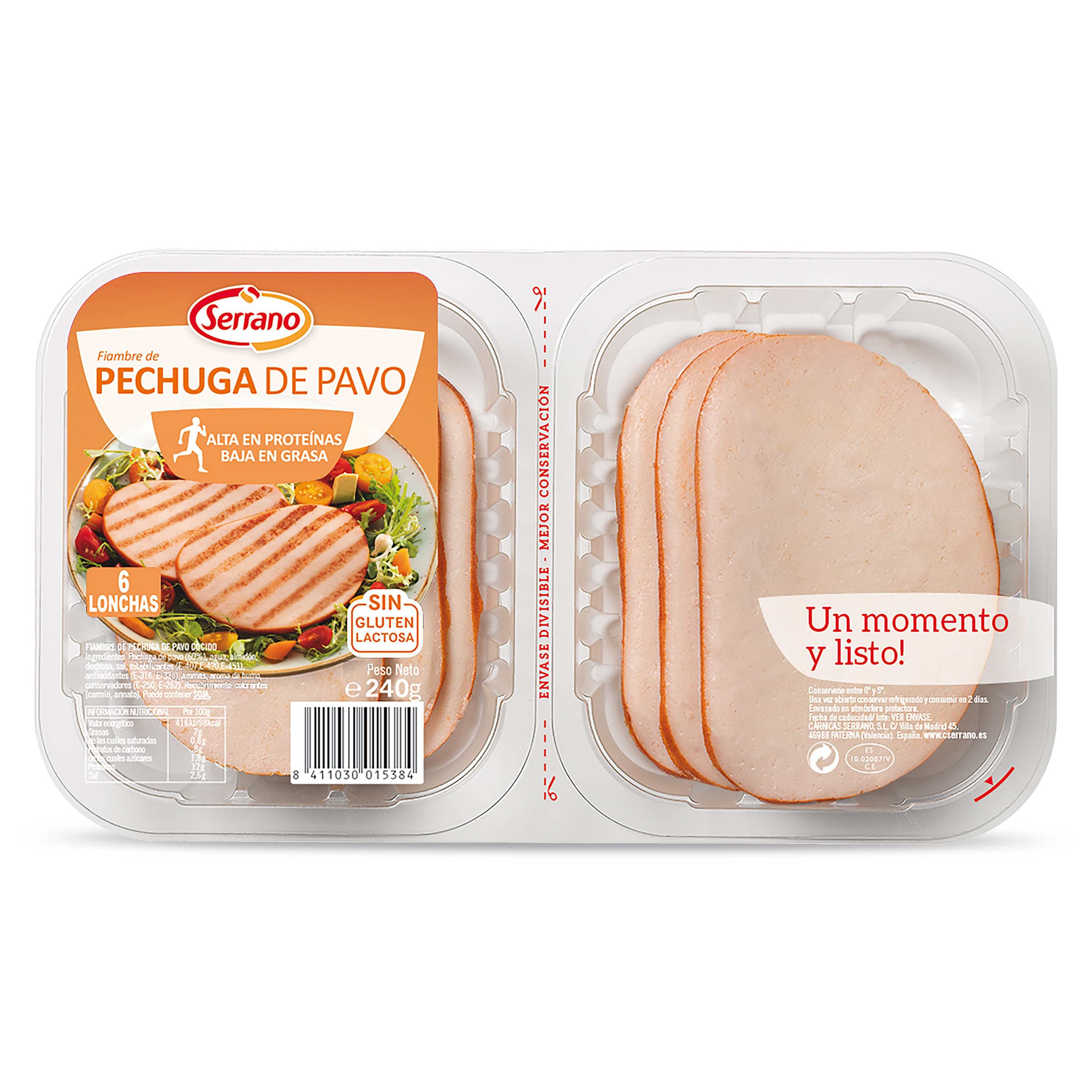 Fiambre de pechuga de pavo adobada Serrano 240 g